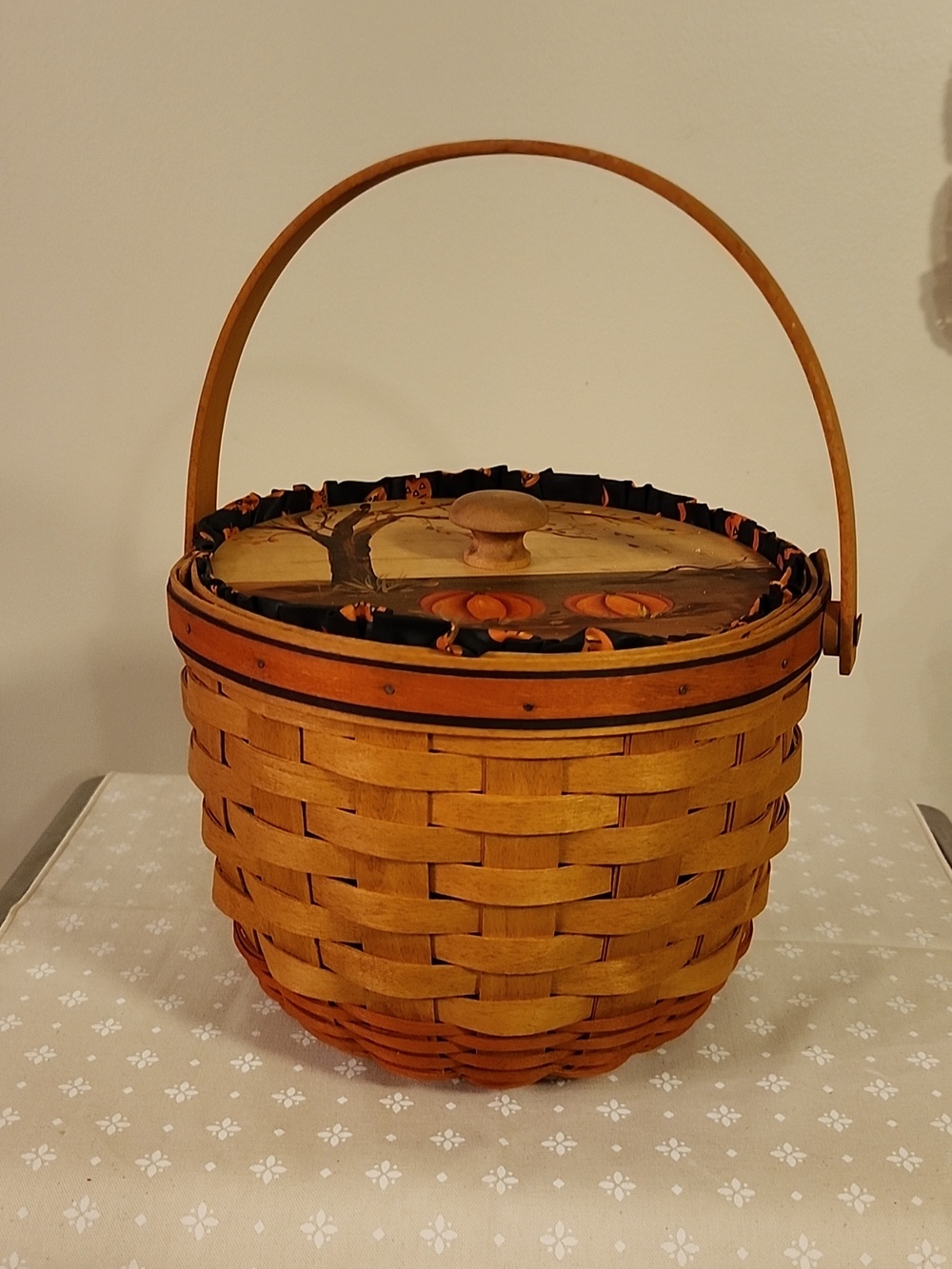 Longaberger 1995 Pumpkin Basket With Hand Painted Lid